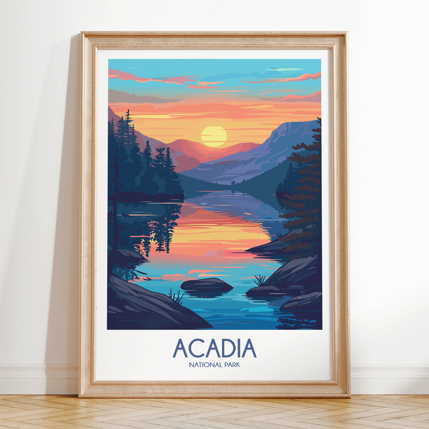 Acadia Retro Travel Illustration