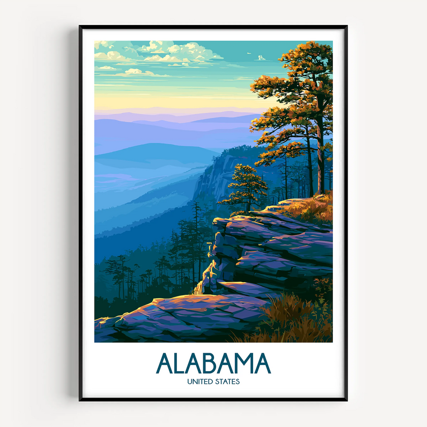 Alabama Retro Travel Illustration
