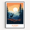 Alaska Retro Travel Illustration