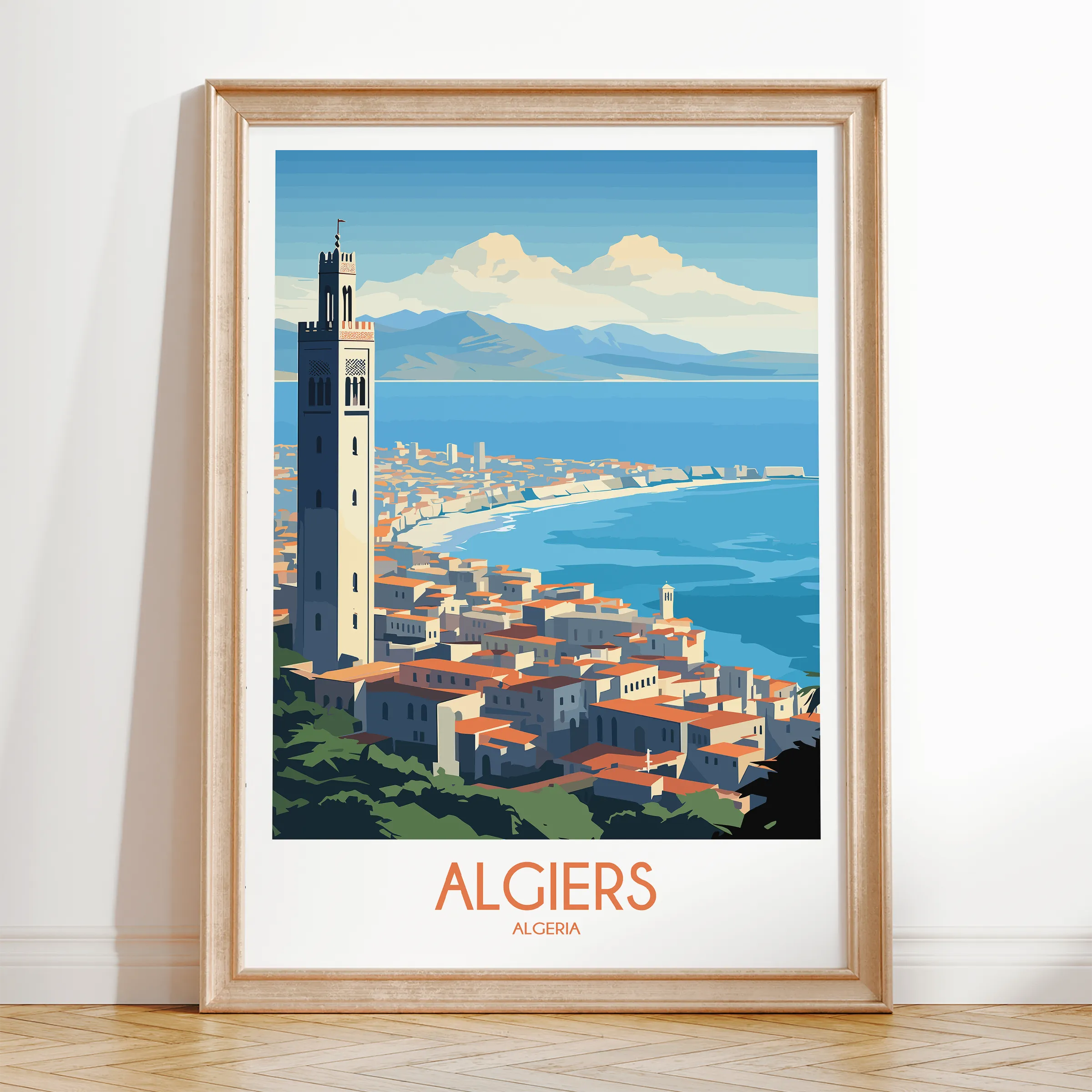Algiers Retro Travel Illustration