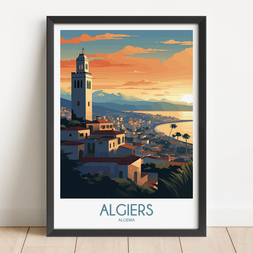 Algiers Retro Travel Illustration