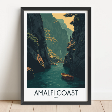 Amalfi Coast Retro Travel Illustration