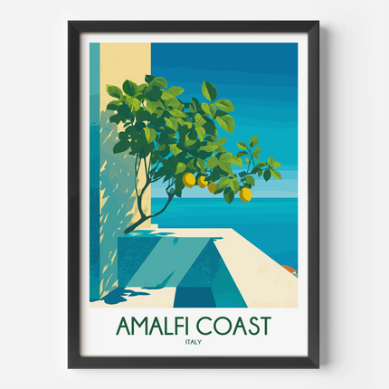 Amalfi Coast Vintage Style Print