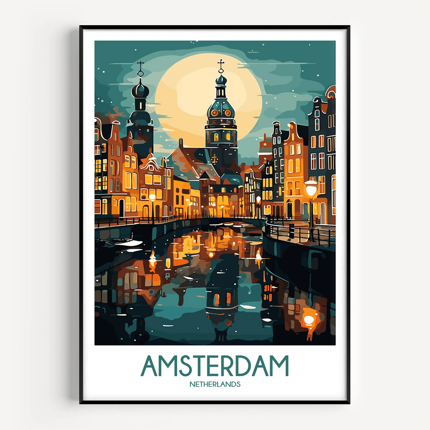 Amsterdam Modern Travel Poster