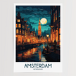 Amsterdam Retro Travel Illustration
