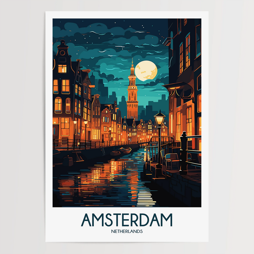 Amsterdam Retro Travel Illustration