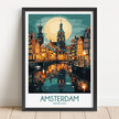 Amsterdam Retro Travel Illustration