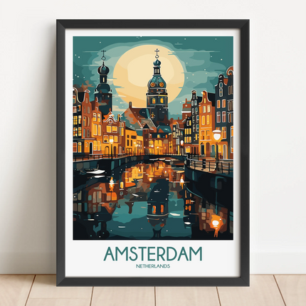 Amsterdam Retro Travel Illustration