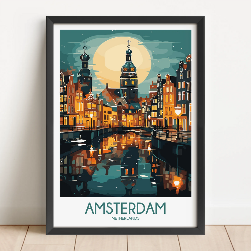 Amsterdam Retro Travel Illustration