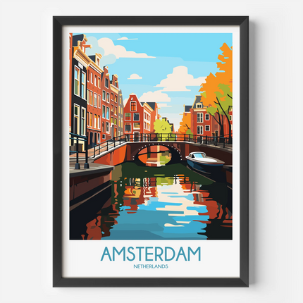 Amsterdam Retro Travel Illustration