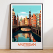 Amsterdam Retro Travel Illustration