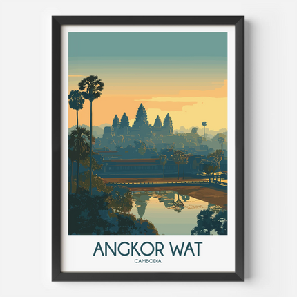 Angkor Wat Retro Travel Illustration
