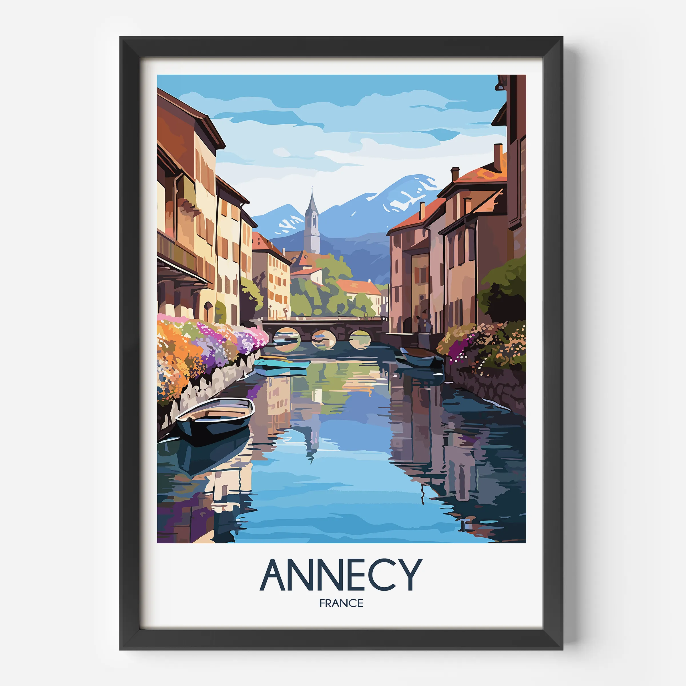 Annecy Retro Travel Illustration