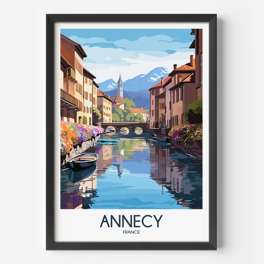 Annecy Retro Travel Illustration