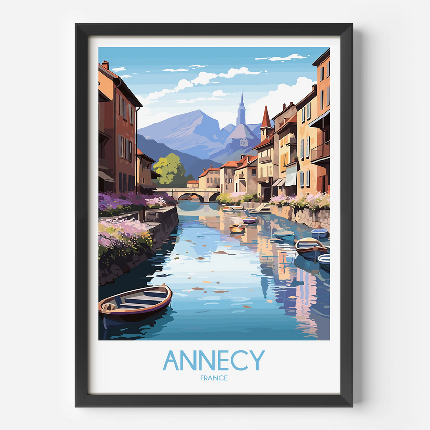 Annecy Retro Travel Illustration