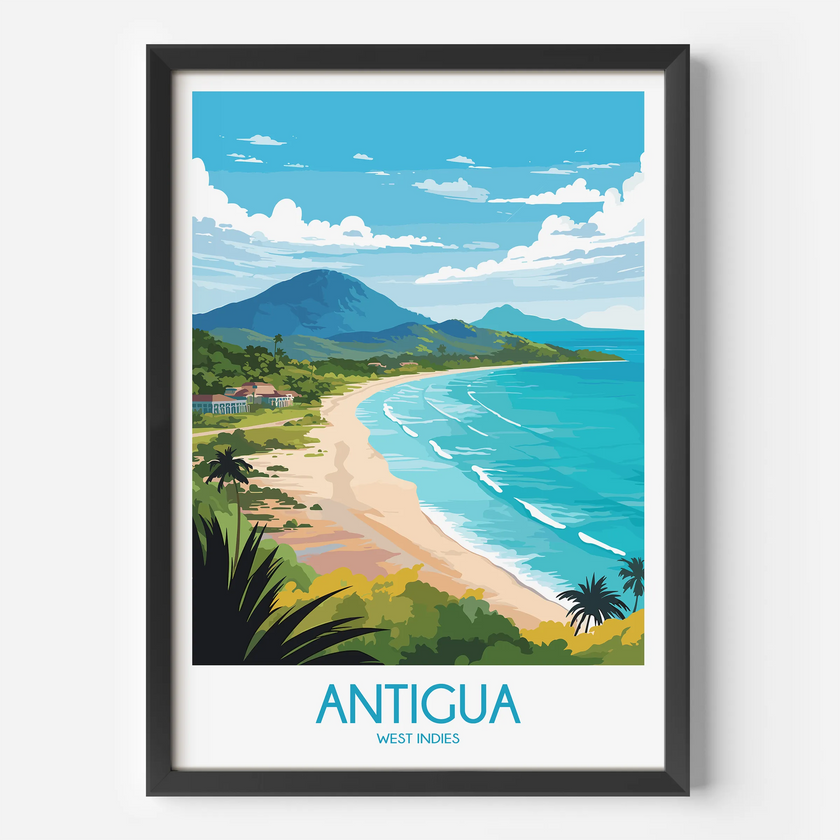 Antigua Retro Travel Illustration