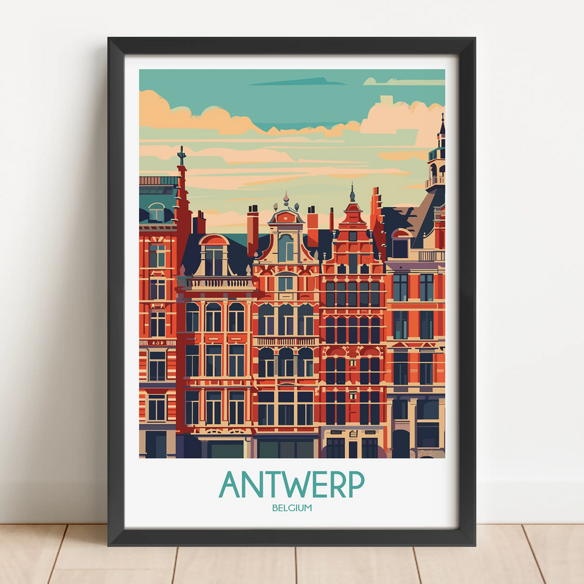 Antwerp Retro Travel Illustration