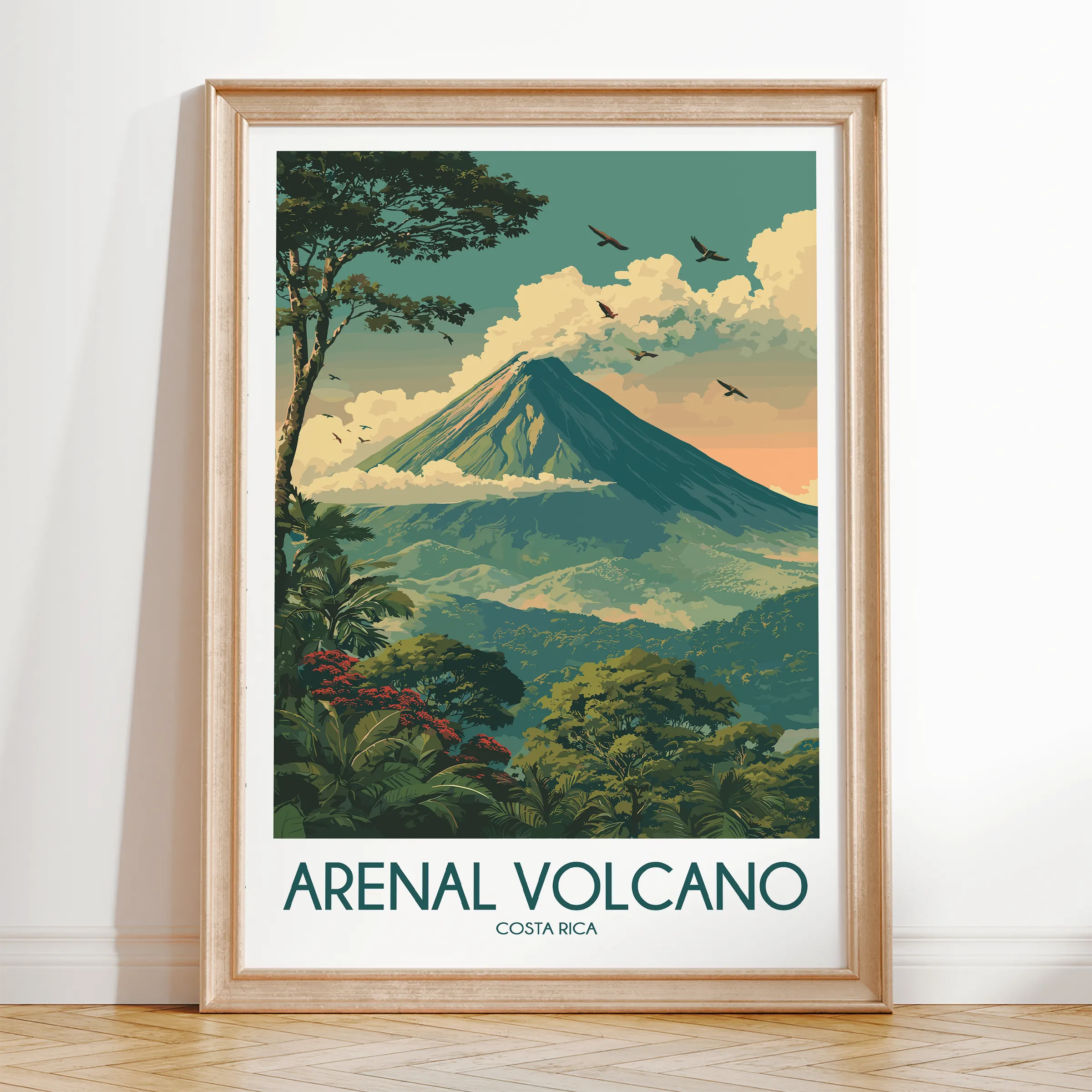 Arenal Volcano Minimalist Wall Art