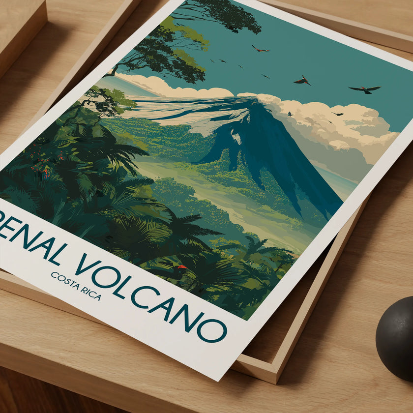 Arenal Volcano Modern Travel Poster