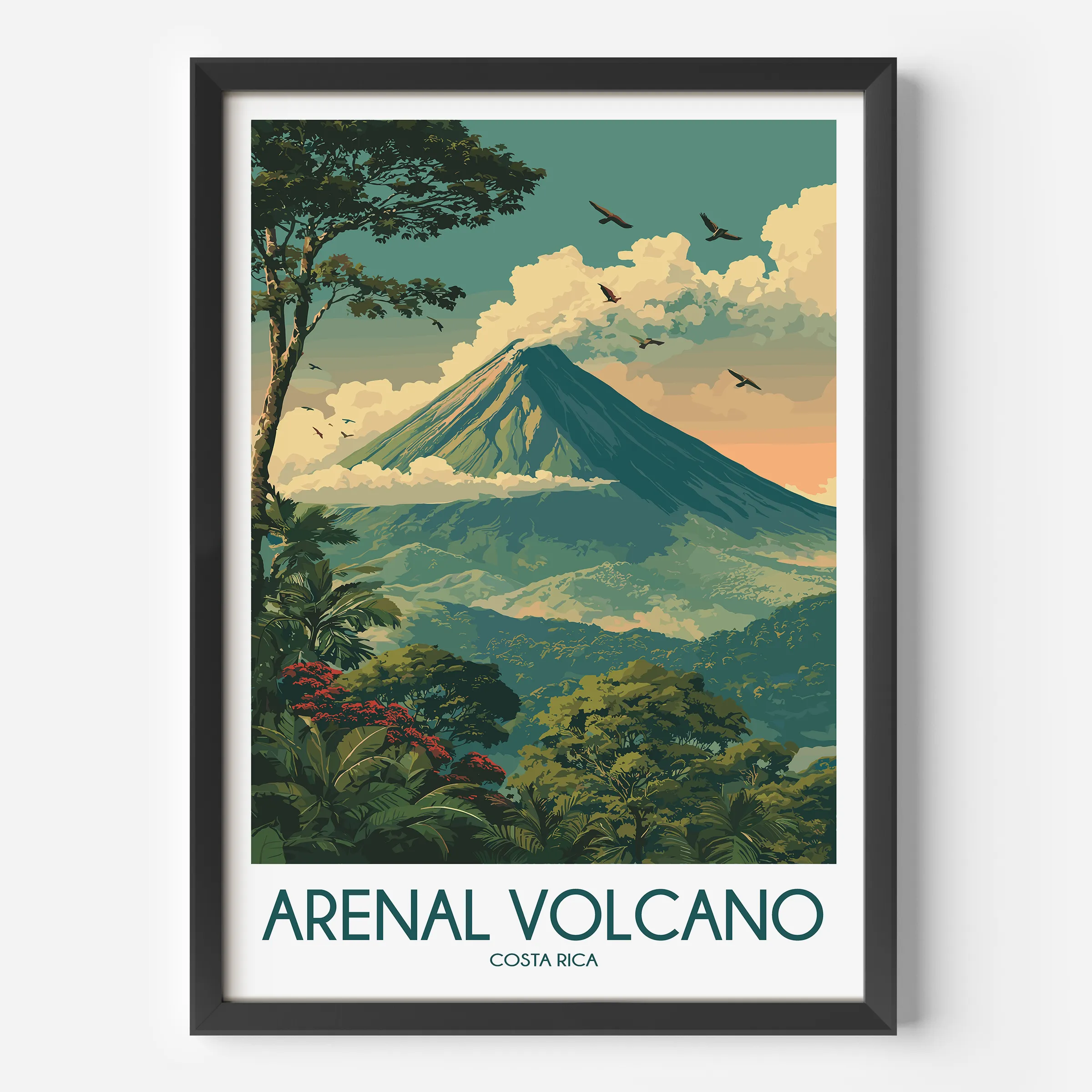 Arenal Volcano Modern Travel Poster