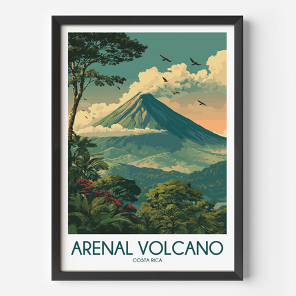 Arenal Volcano Modern Travel Poster