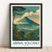 Arenal Volcano Retro Travel Illustration