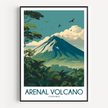 Arenal Volcano Vintage Style Print