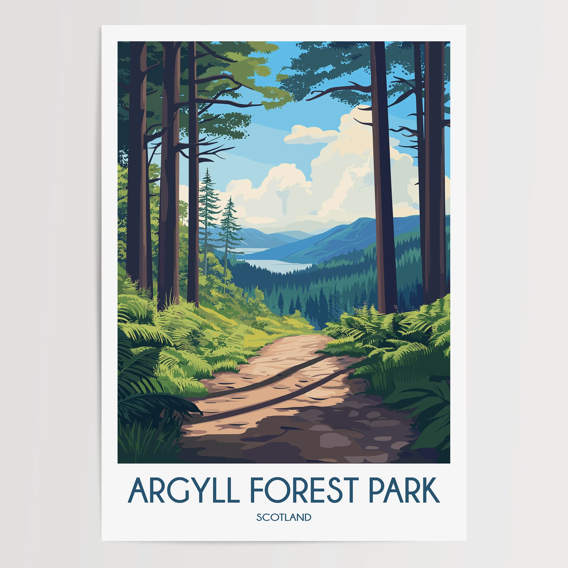 Argyll Forest Park Retro Travel Illustration