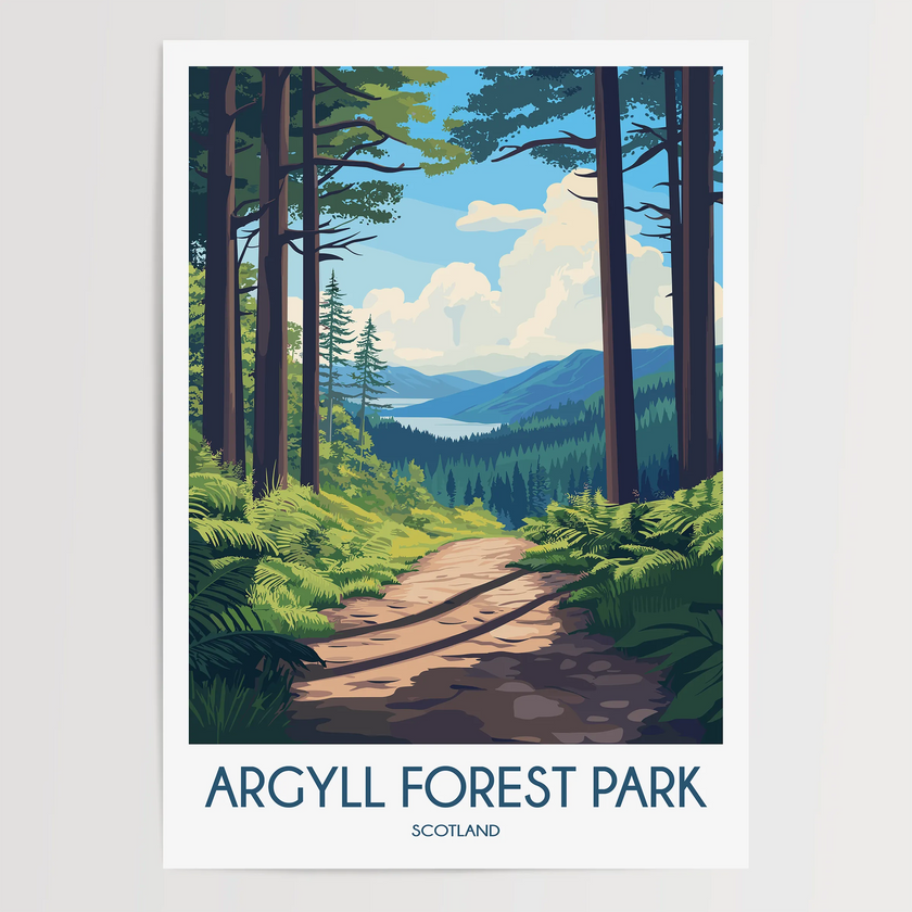 Argyll Forest Park Retro Travel Illustration
