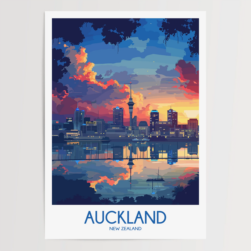 Auckland Modern Travel Poster