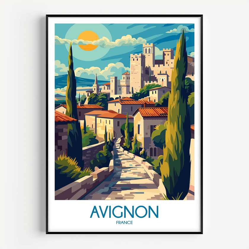 Avignon Retro Travel Illustration