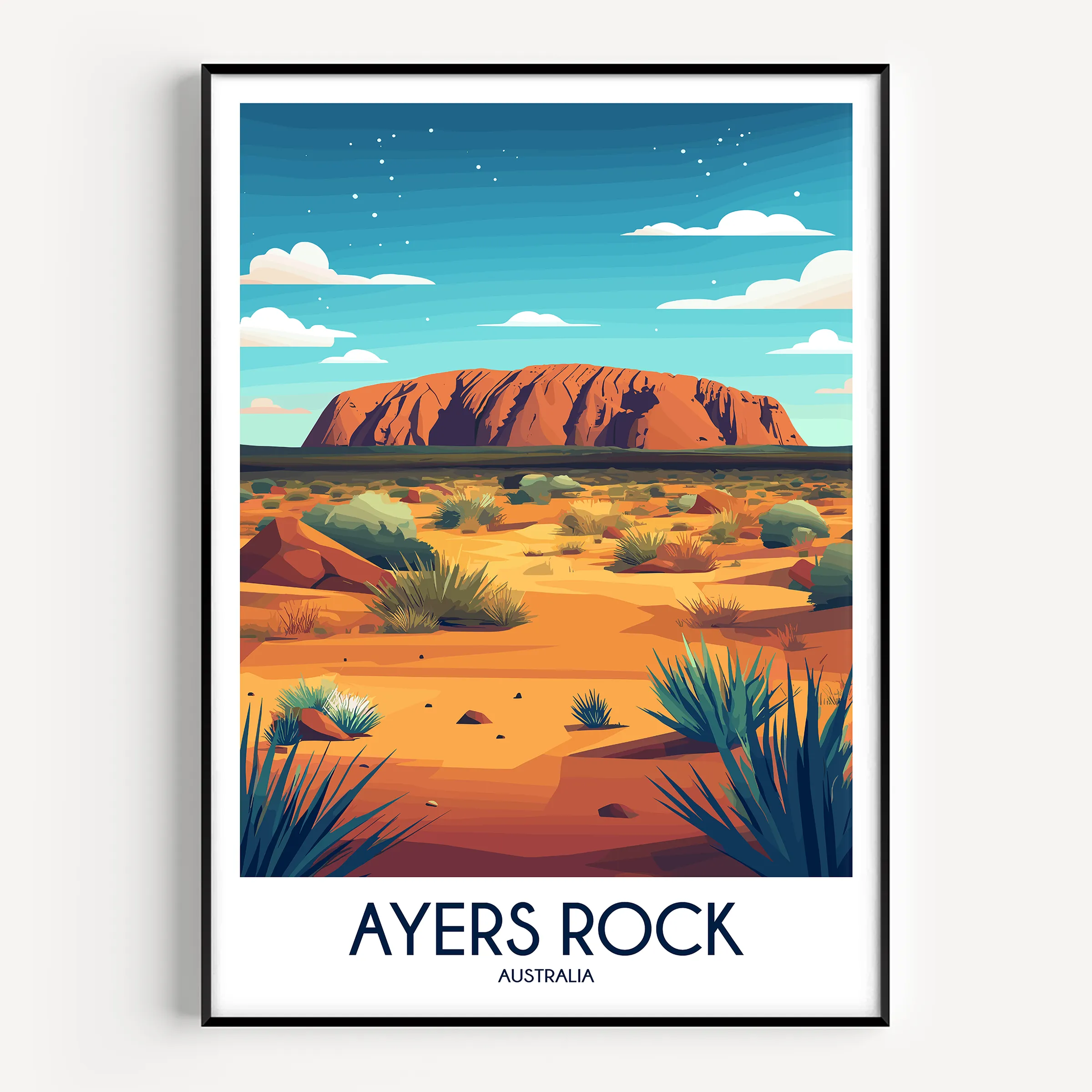 Ayers Rock Retro Travel Illustration