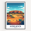 Ayers Rock Retro Travel Illustration