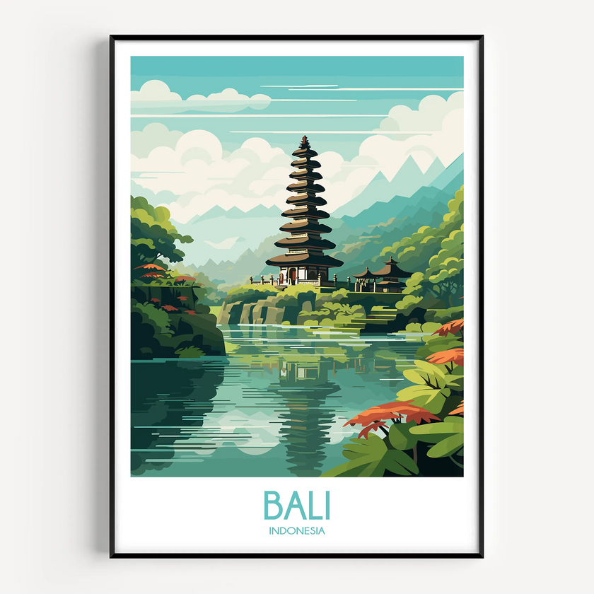 Bali Retro Travel Illustration