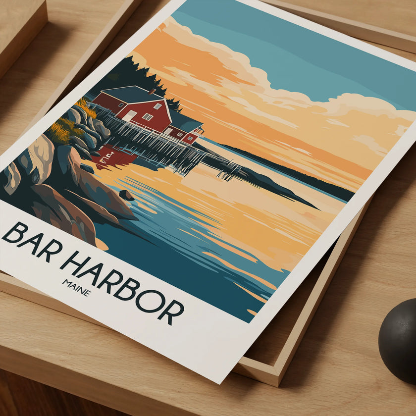 Bar Harbor Retro Travel Illustration