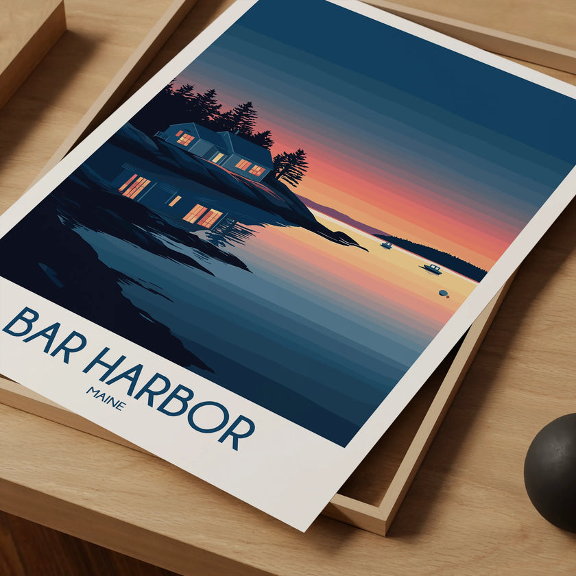 Bar Harbor Vintage Style Print