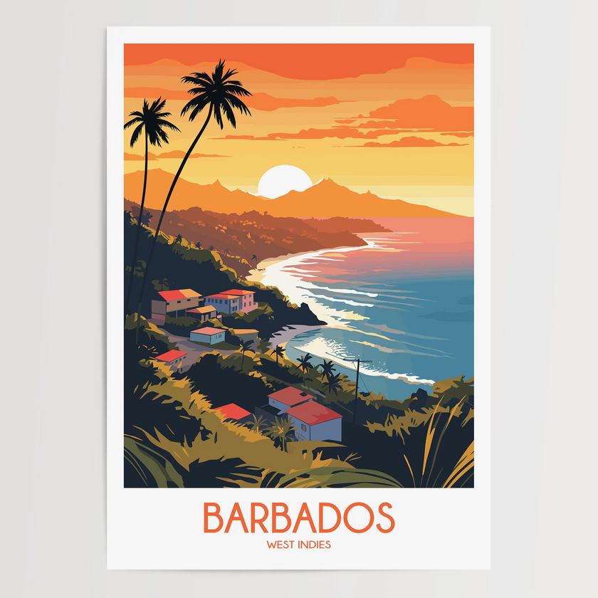 Barbados Retro Travel Illustration