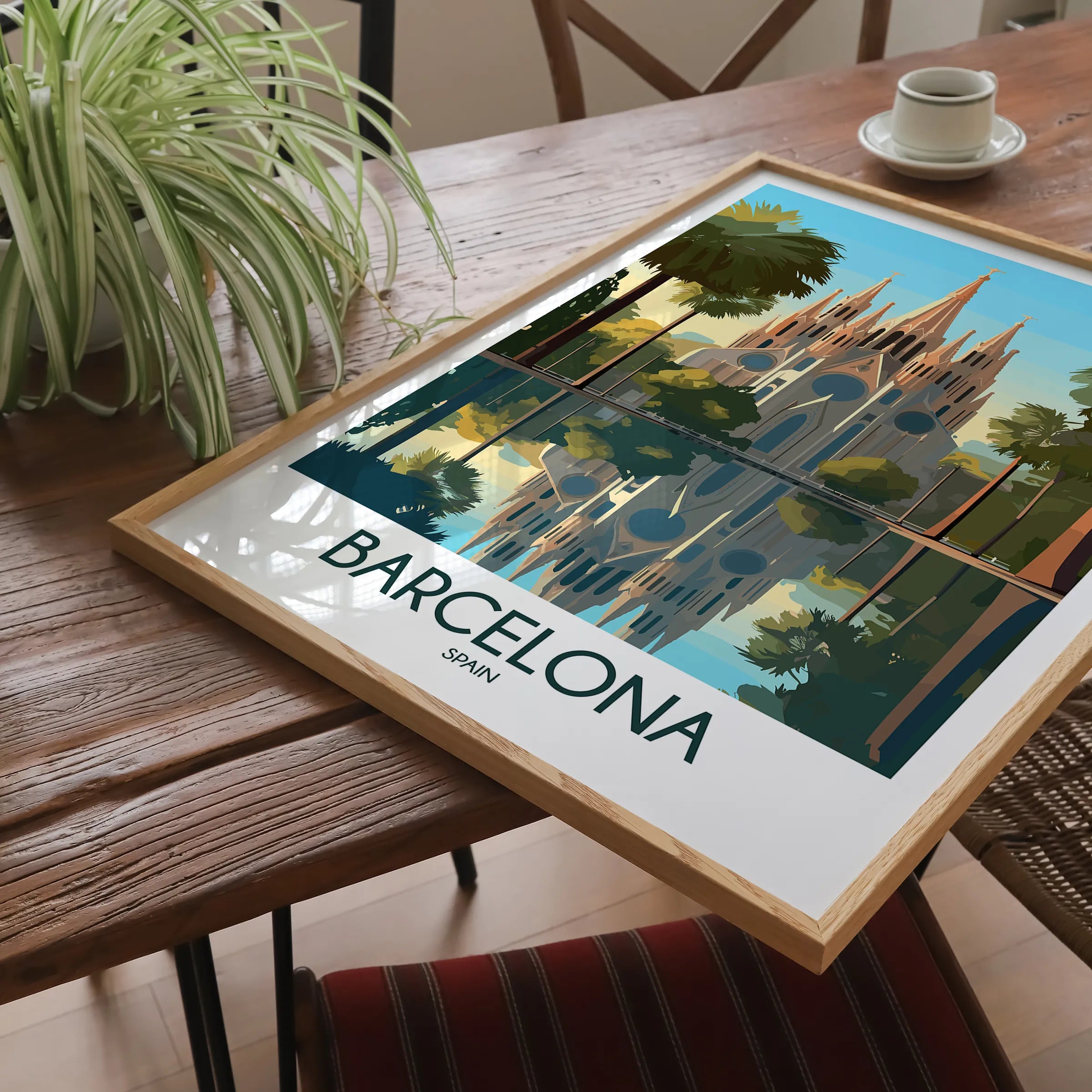 Barcelona Retro Travel Illustration
