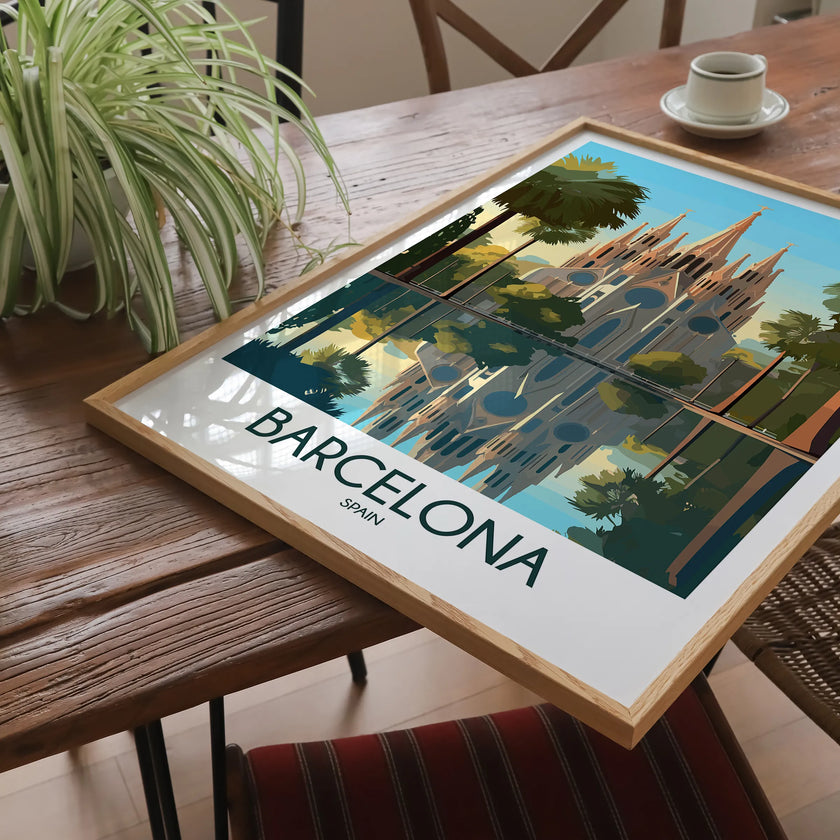 Barcelona Retro Travel Illustration