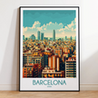 Barcelona Retro Travel Illustration