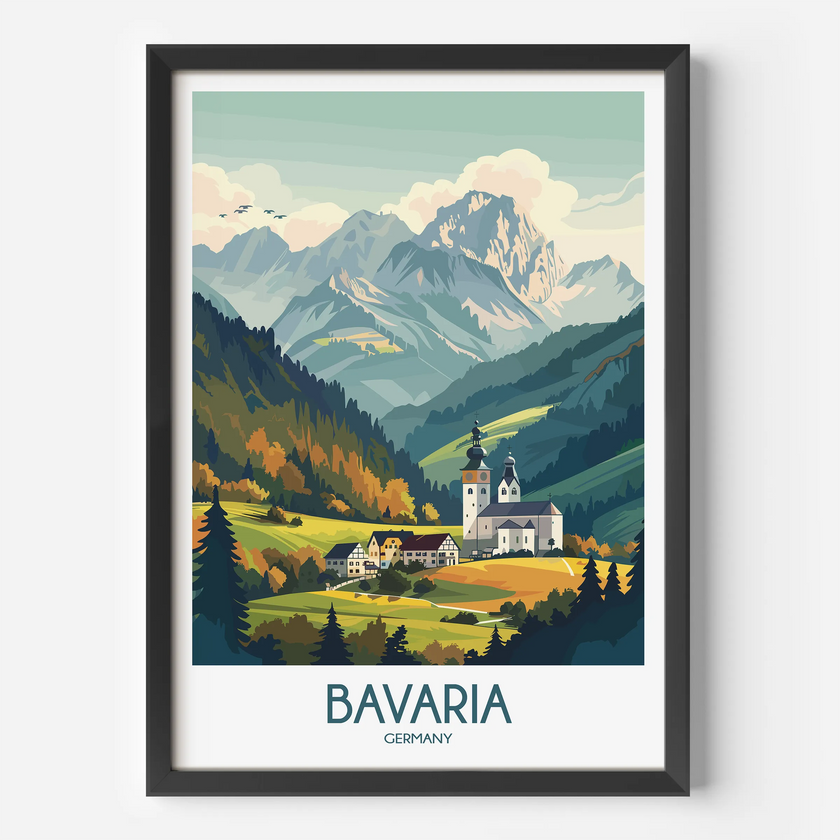 Bavaria Retro Travel Illustration