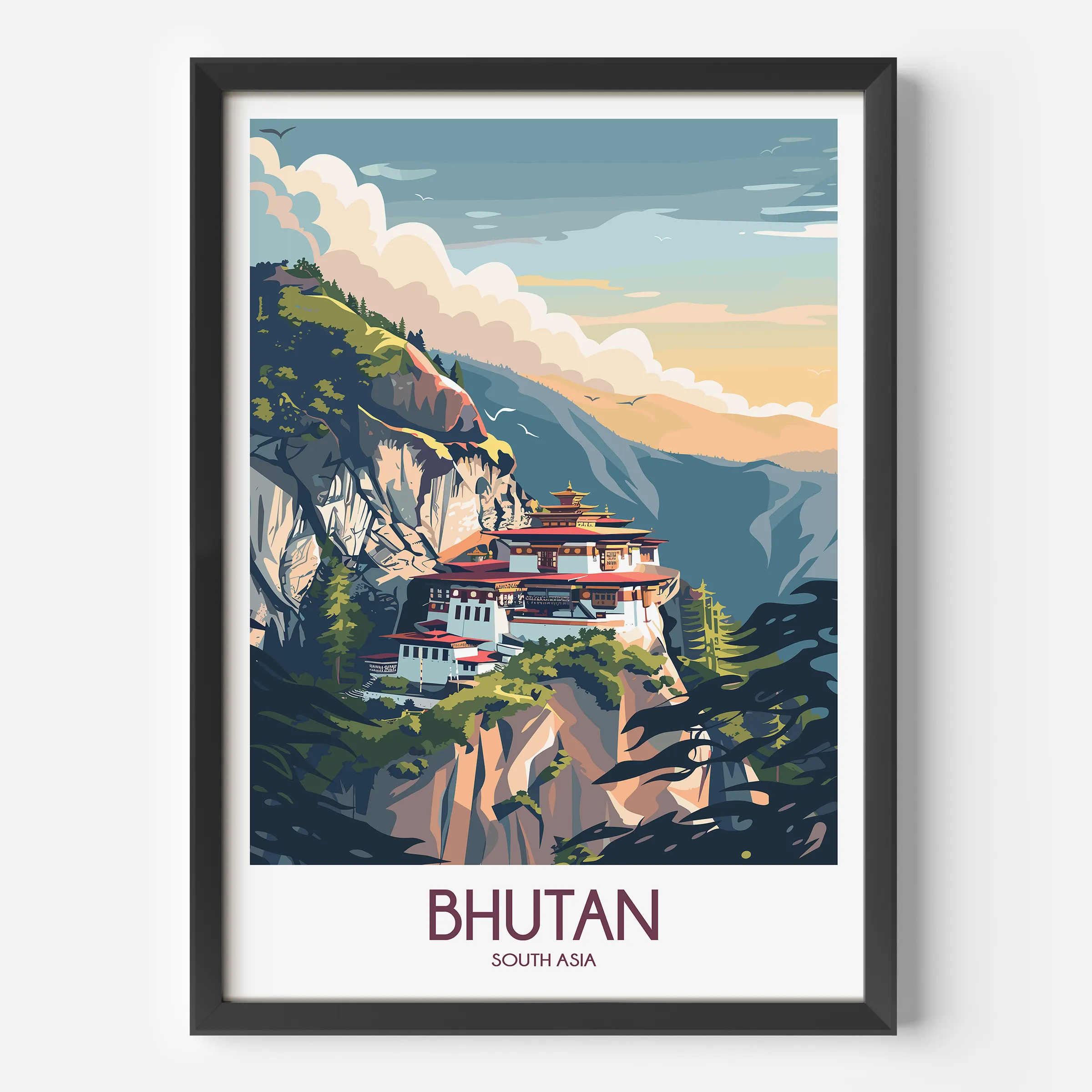Bhutan Modern Travel Poster