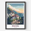 Bhutan Modern Travel Poster