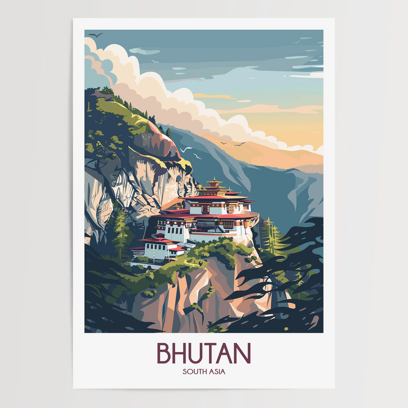 Bhutan Vintage Style Print