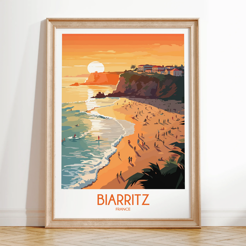 Biarritz Retro Travel Illustration