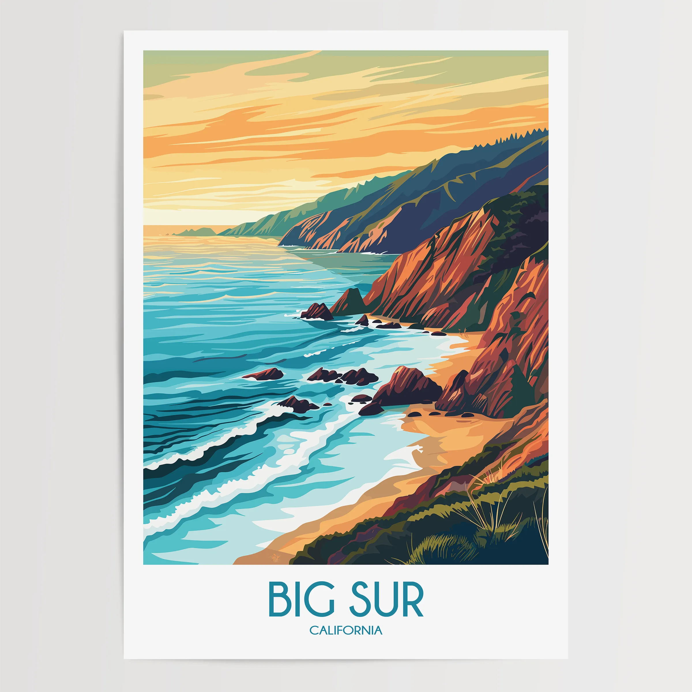 Big Sur Modern Travel Poster