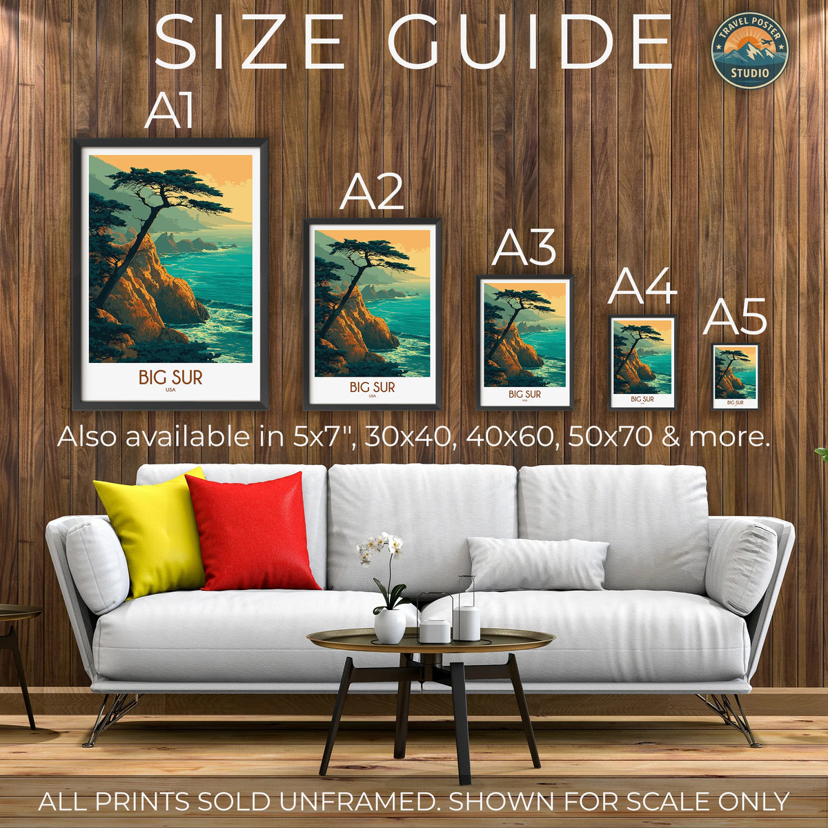 Big Sur Retro Travel Illustration