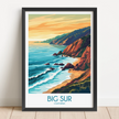 Big Sur Retro Travel Illustration