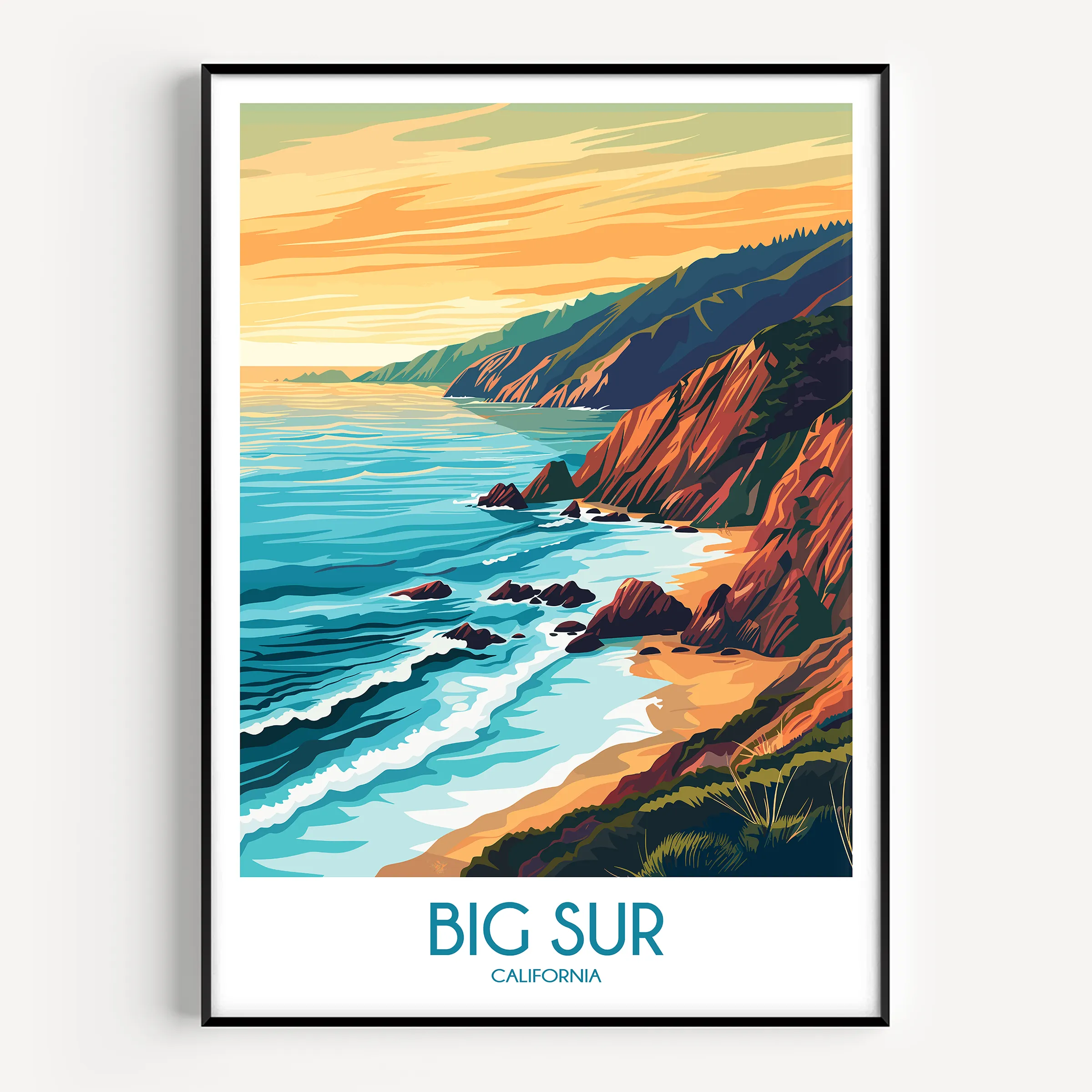 Big Sur Vintage Style Print