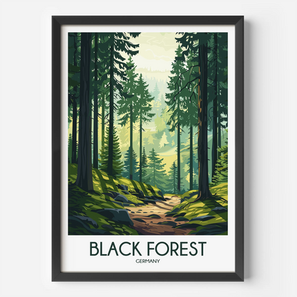 Black Forest Retro Travel Illustration